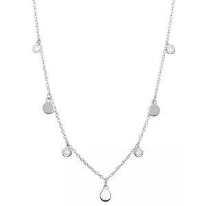 Cubic Zirconia Dangle Disc Statement Necklace in Sterling Silver